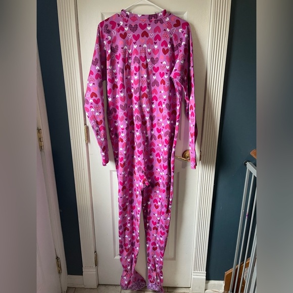 Adult size Pink Heart Pattern Onesie footed Pajamas size medium - Picture 8 of 15